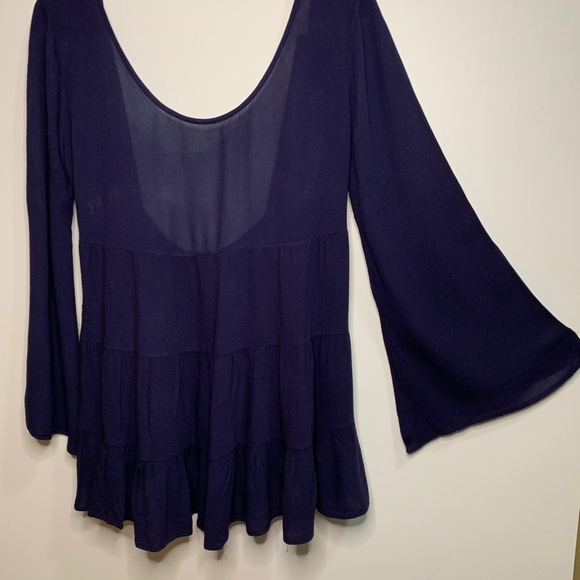 Cherish Peasant Top Navy Blue Large Long Sleeve - Picture 7 of 12